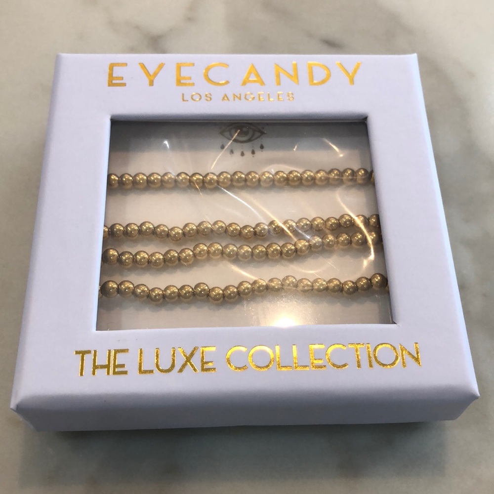 Gold bracelets beaded 18K! Brand New in box! Set of 4 Bracelets by EyeCandy